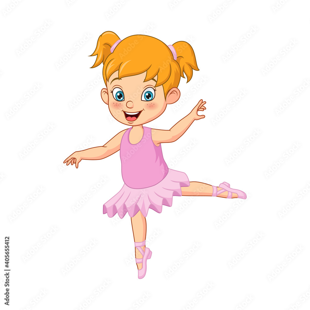 Cute ballerina girl in pink dress dancing Cute ballerina girl in pink dress dancing