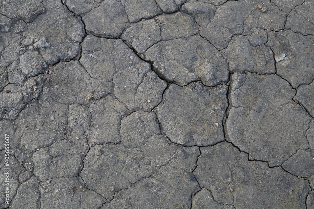 Texture of the dried earth with clay and sand, close-up. Dry cracked earth background, clay desert texture.
