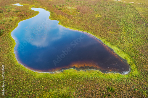 Aerial view of lake in nature reserve Meeuwenveen, Reestdal, The Netherlands photo