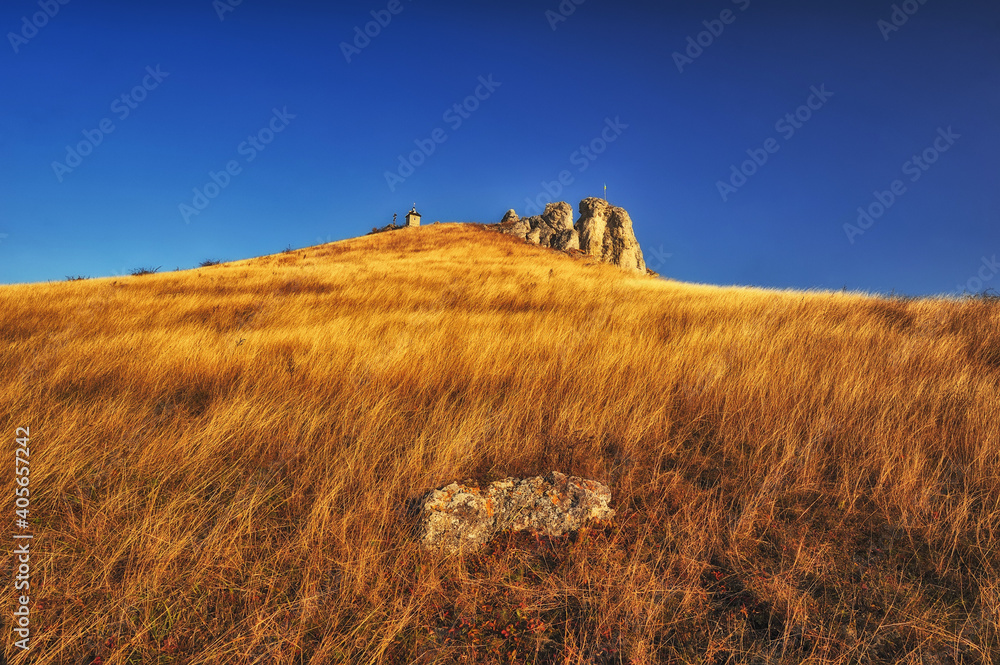 Obraz premium Autumn landscape of nature in october clear morning