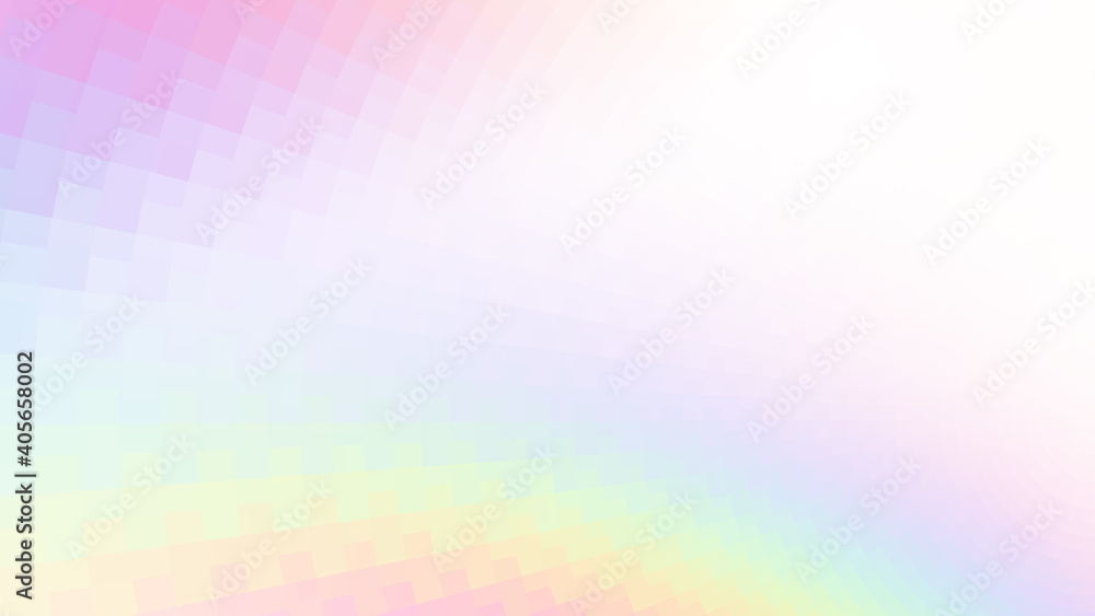 Abstract holographic colors composition with squares. Optical illusion of blur effect. Place for text. Vector EPS10 with transparency. Background for presentation, flyer, poster. Digitally wallpaper.