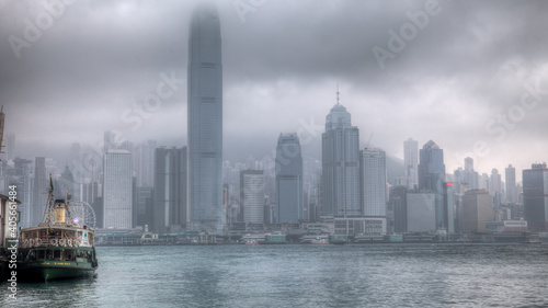 Canvas Print Hong Kong Island on a cloudy day partially blocking the skyline