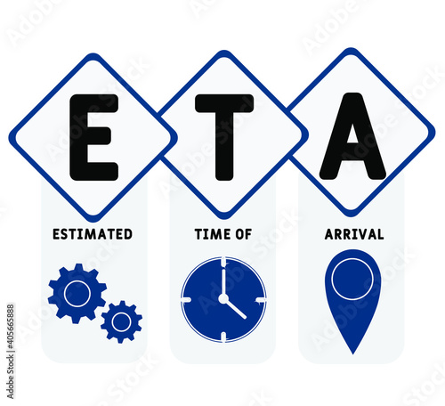 ETA - Estimated Time of Arrival acronym. business concept background.  vector illustration concept with keywords and icons. lettering illustration with icons for web banner, flyer, landing page