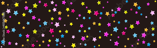 ぷっくりしてピカピカ光るカラフルな星バナー