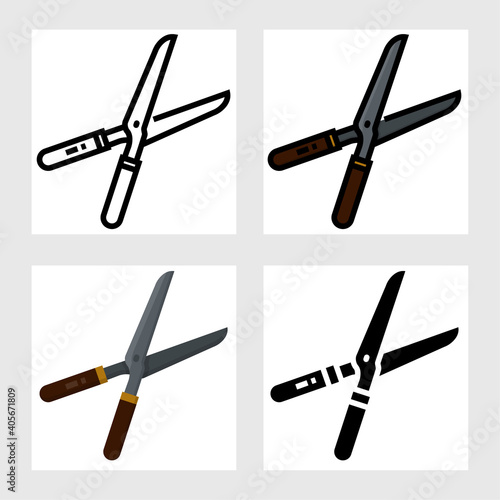 garden shears icon vector design in filled, thin line, outline and flat style.