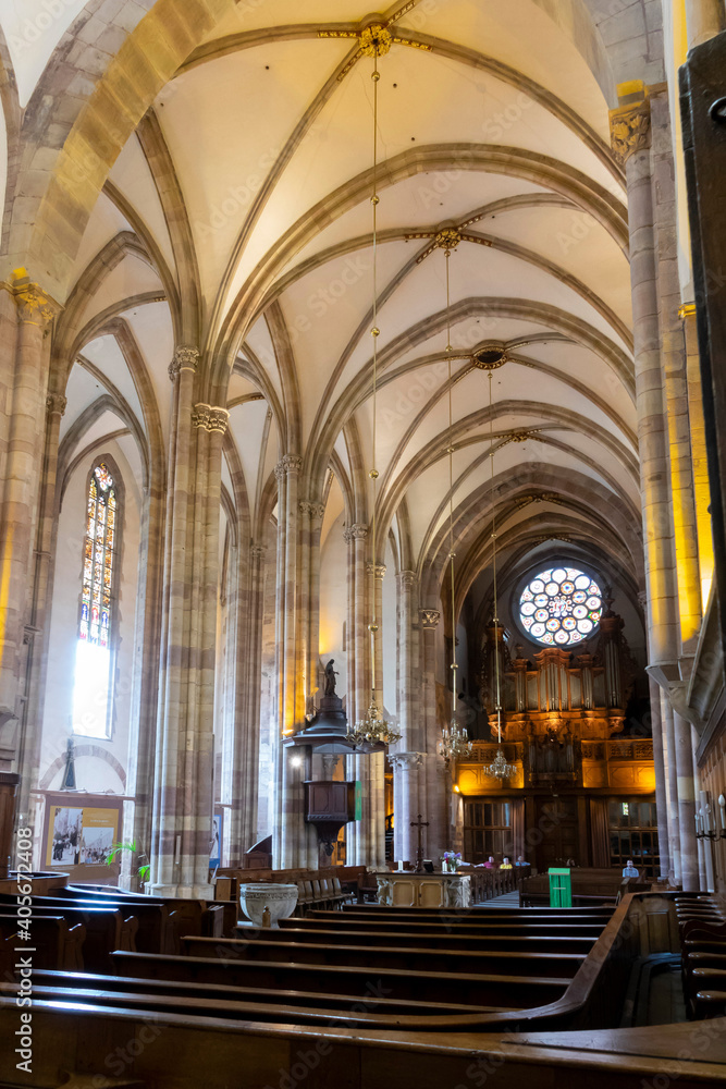 Nave looking W, St Thomas’s Church, Strasbourg, France
