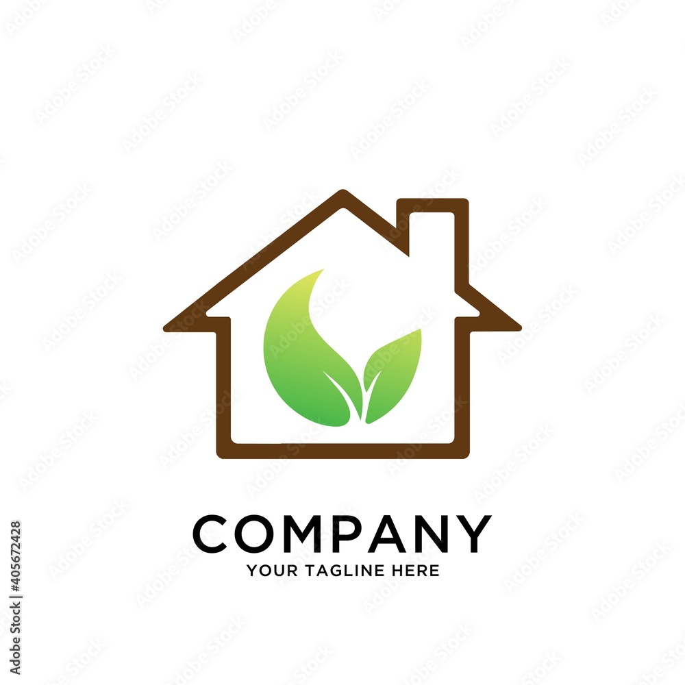 Green Leaf eco house organic Logo design vector template Green Leaf eco house organic Logo design vector template
