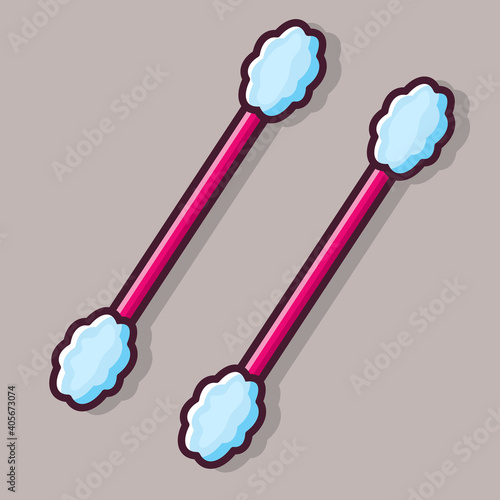 cotton swab isolated cartoon vector illustration in flat style