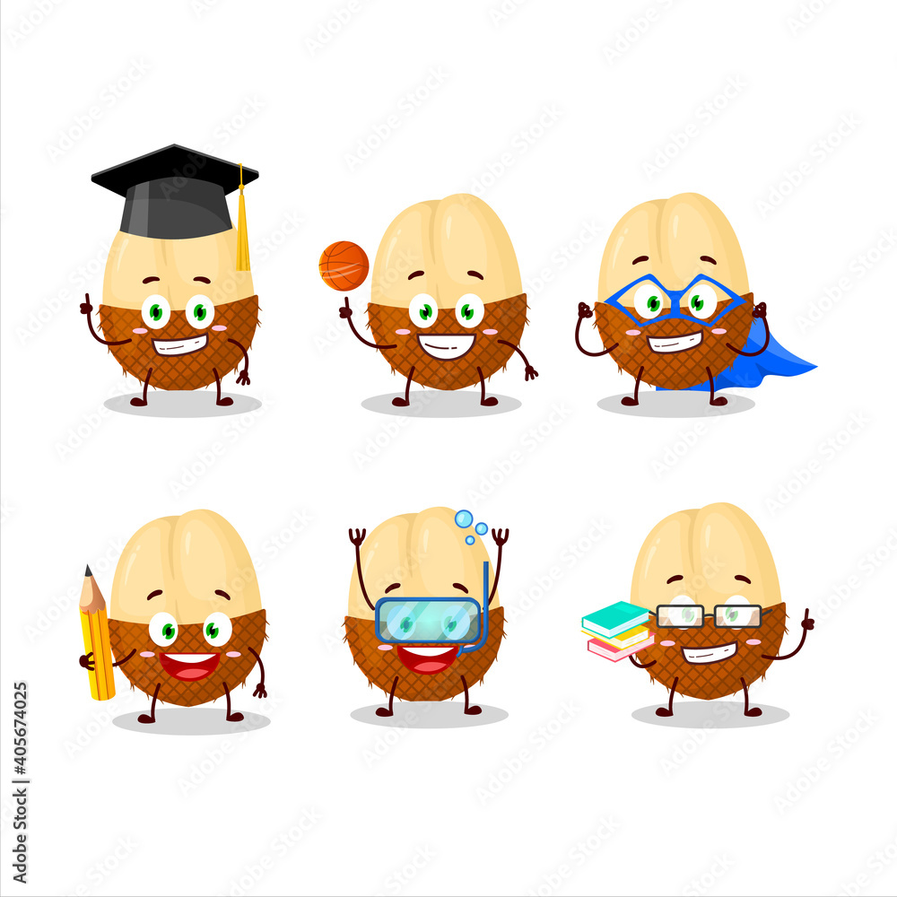 Obraz premium School student of slice of salak cartoon character with various expressions