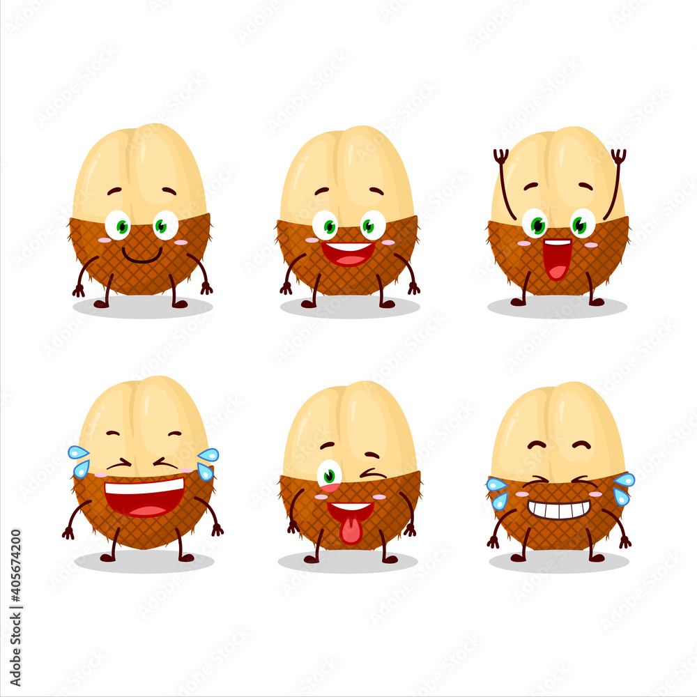 Cartoon character of slice of salak with smile expression Cartoon character of slice of salak with smile expression