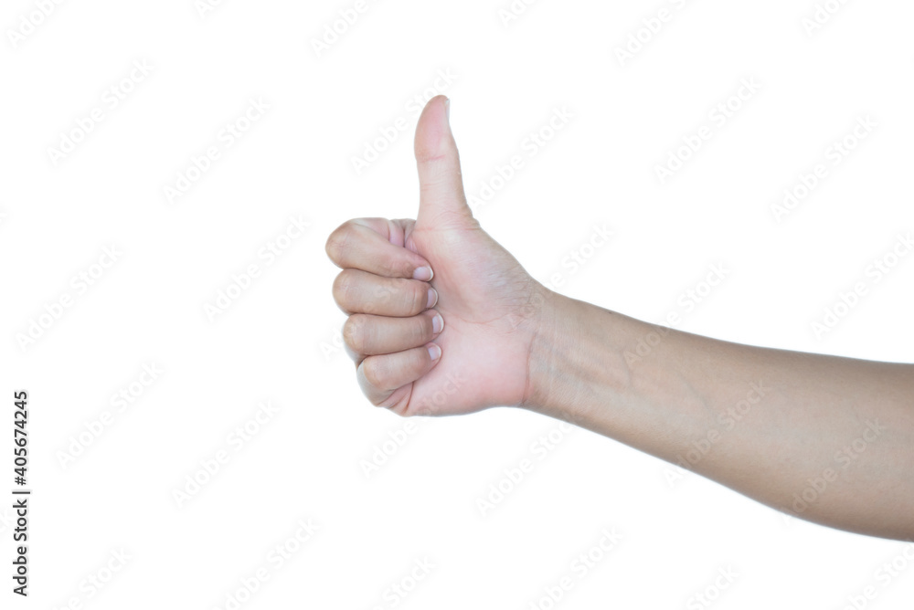 A young man' hand is displaying a thumbs up A young man' hand is displaying a thumbs up