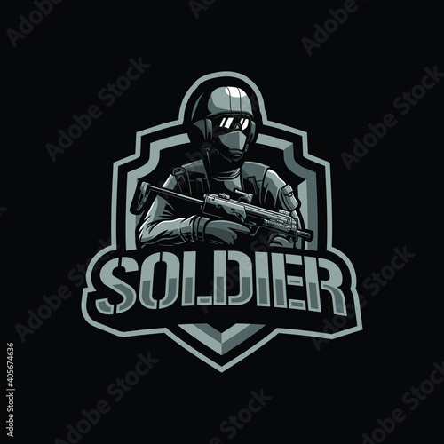 Soldier mascot logo design illustration