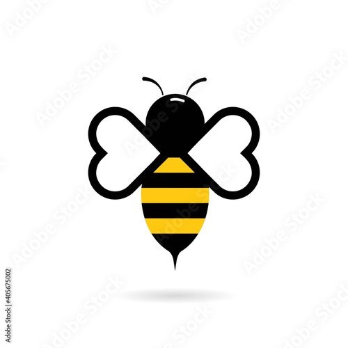Bee with love wing logo icon template