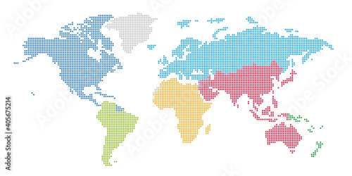 角丸正方形のドットでできた国際サッカー連盟の地図 大西洋中心 文字なし