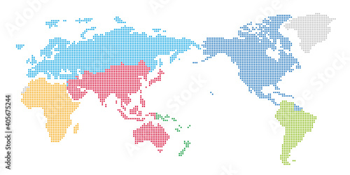 角丸正方形のドットでできた国際サッカー連盟の地図　太平洋中心 文字なし