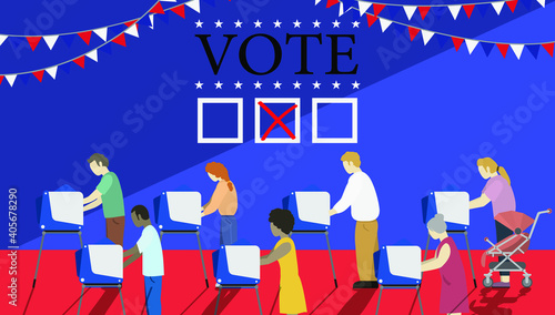 Lots of the people go to the election booth to making a vote.