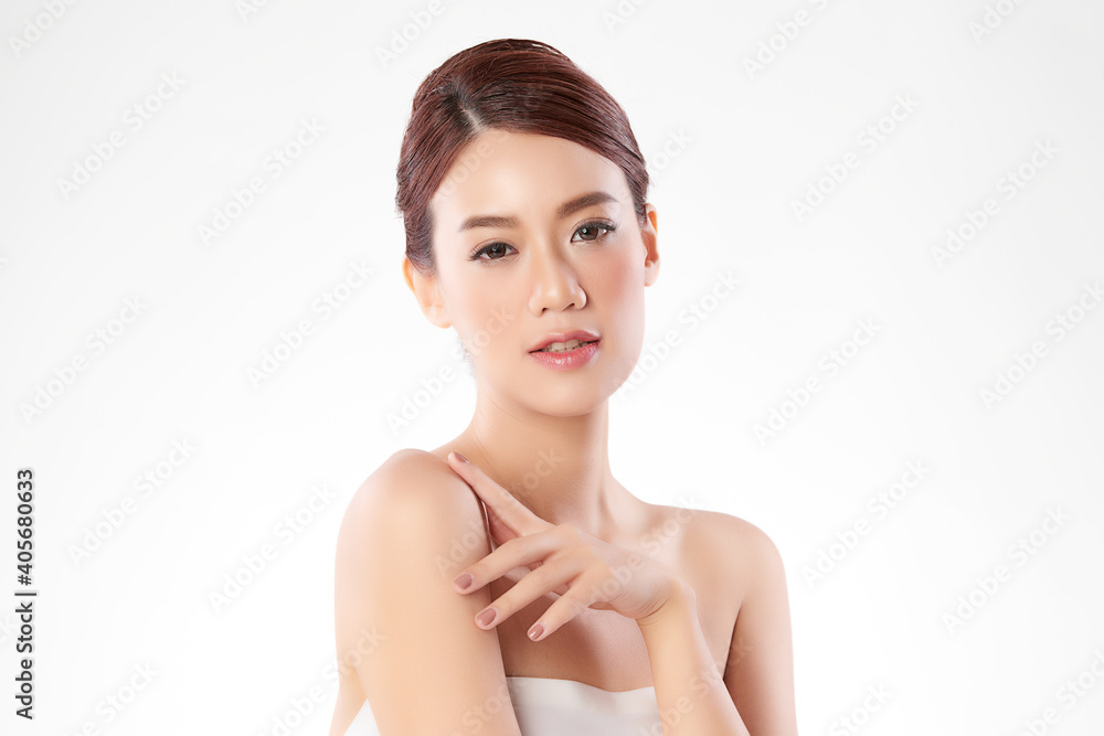 Beautiful young asian woman with clean fresh skin on white background, Face care, Facial treatment, Cosmetology, beauty and spa, Asian women portrait Beautiful young asian woman with clean fresh skin on white background, Face care, Facial treatment, Cosmetology, beauty and spa, Asian women portrait