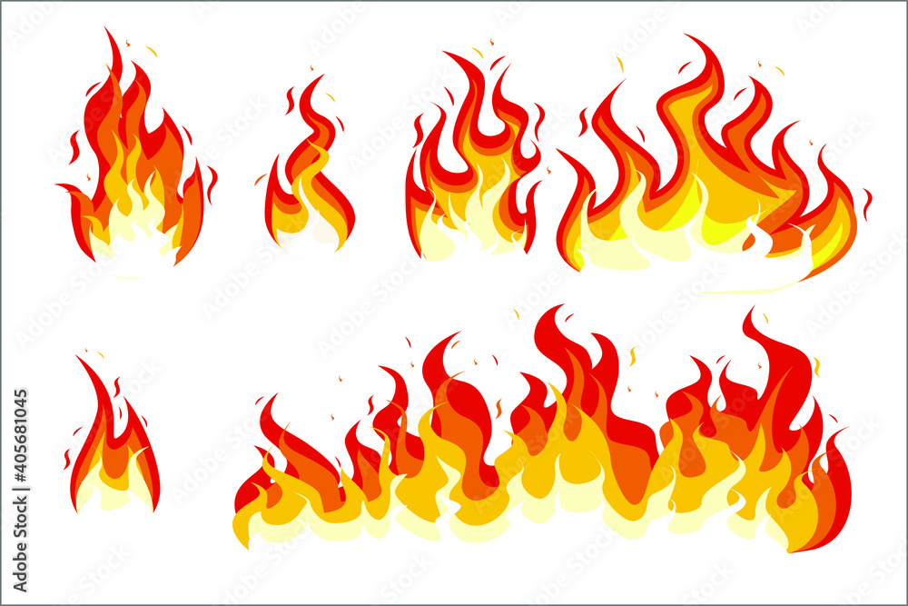 Great flame illustration set Great flame illustration set