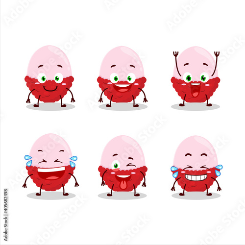 Cartoon character of slice of lychee with smile expression