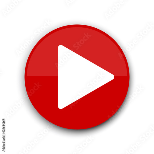 Red play button. Website icon symbol. Vector web button. Stock image. EPS 10.