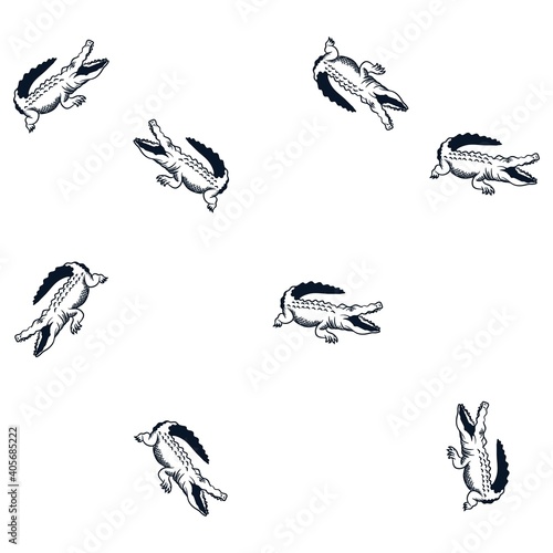 Illustration pattern crocodile with background for fashion design