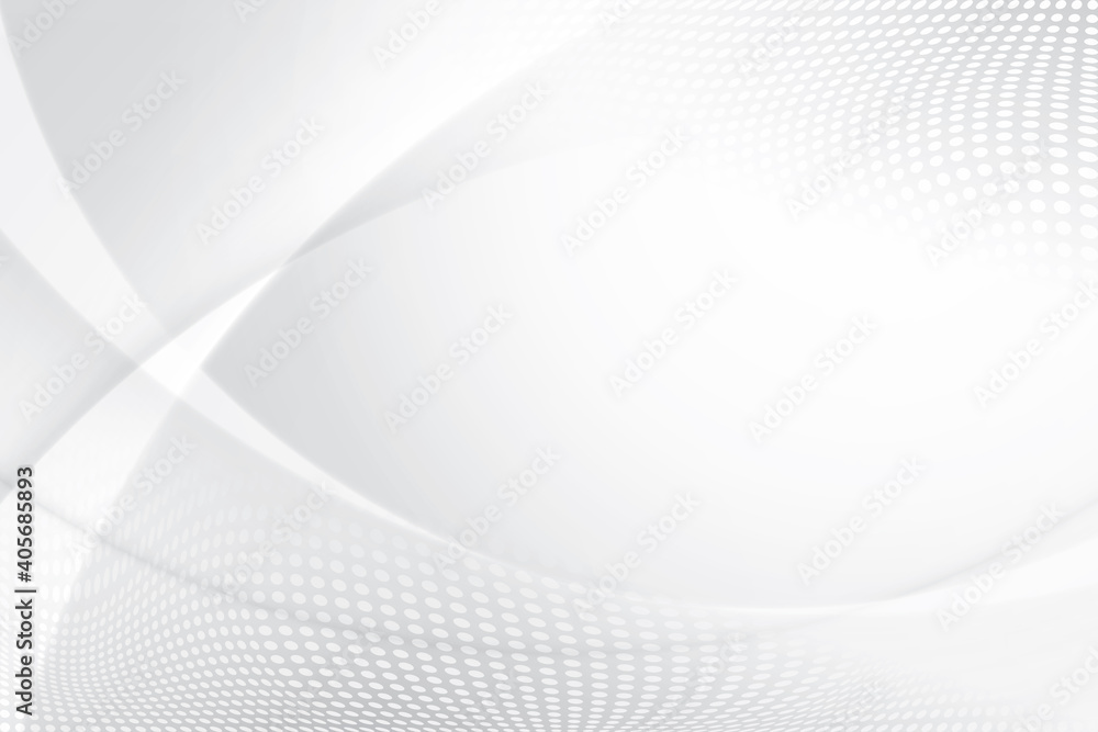 Abstract geometric white and gray color background with halftone effect. Vector, illustration.