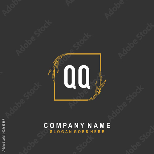 Initial letter QQ Signature, beauty monogram and elegant logo design, handwriting logo of initial signature, wedding, fashion, floral and botanical with creative template