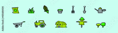 set of farm woman cartoon icon design template with various models. vector illustration isolated on blue background