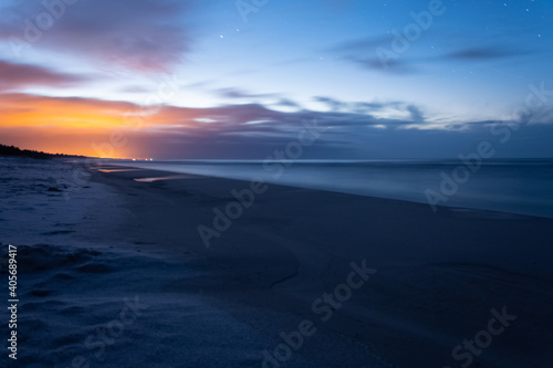 Fototapeta Naklejka Na Ścianę i Meble -  moonless night on the beach, Baltic Sea, January