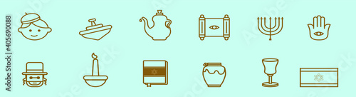 set of judaism cartoon icon design template with various models. vector illustration isolated on blue background