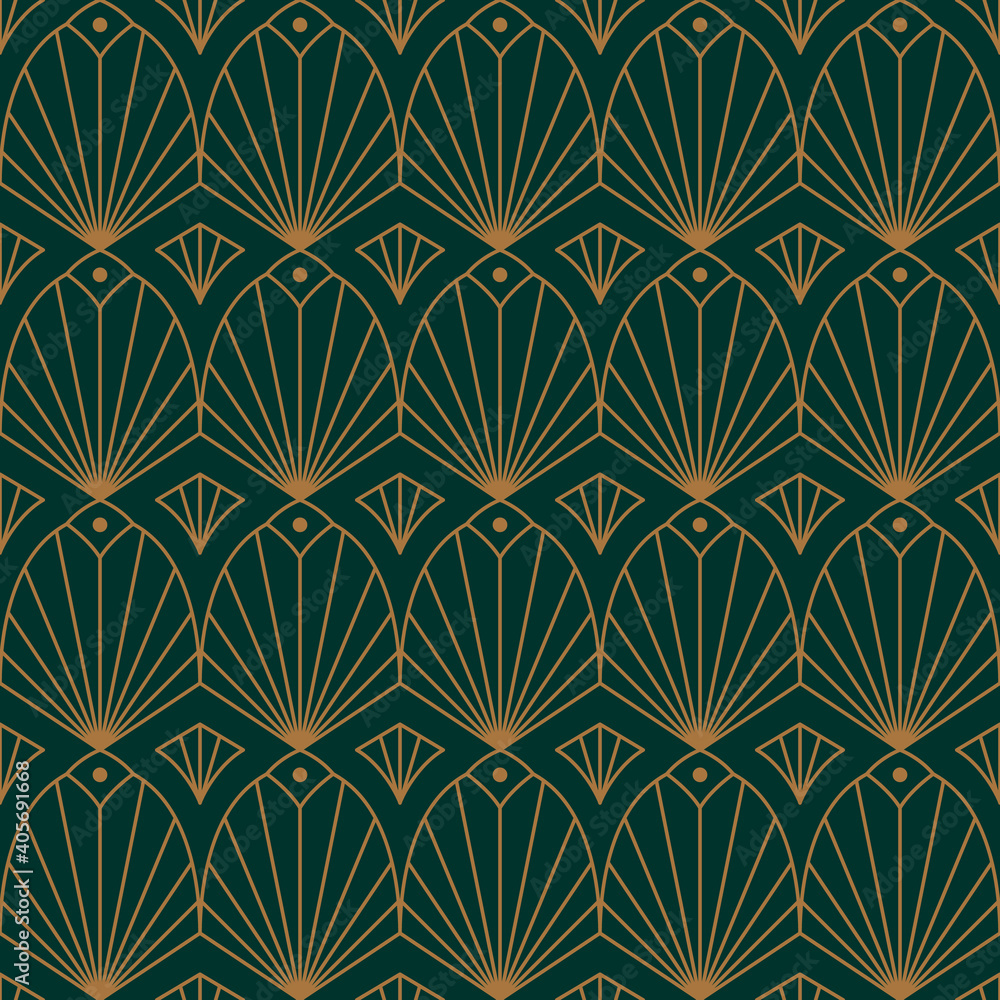 Stylized geometric lines in a golden Art Deco shade