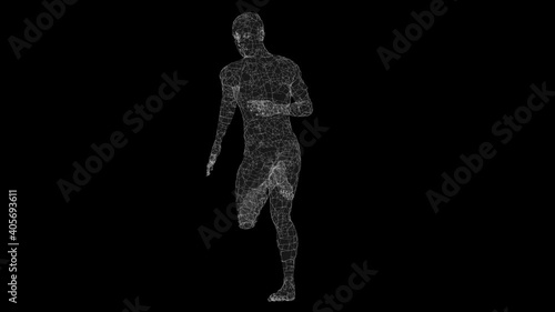 A man runs on a black background. Seamless