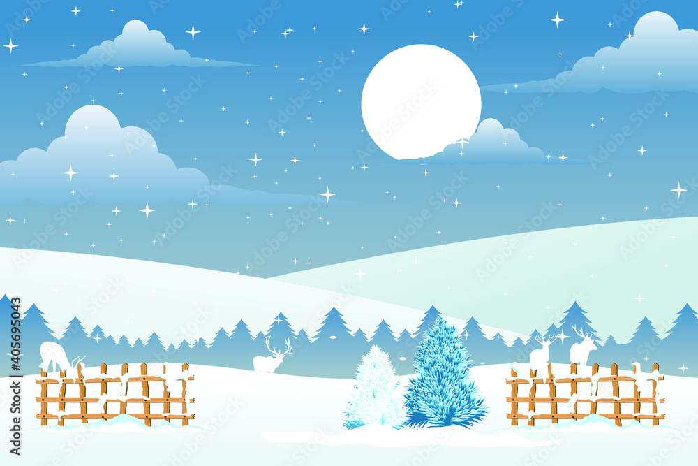 Merry Christmas in winter background illustration