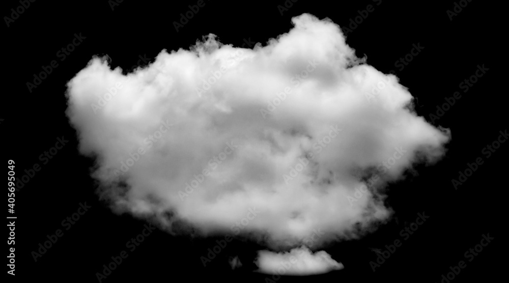 White cloud isolated on black background, Fluffy texture , Abstract smoke