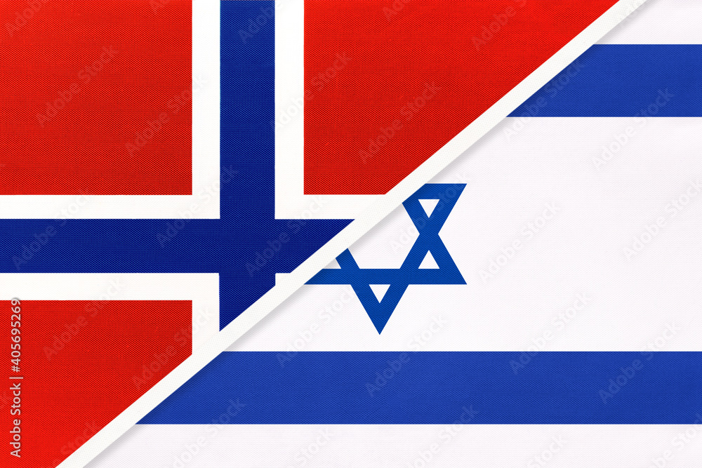 Norway and Israel, symbol of national flags from textile. Stock ...