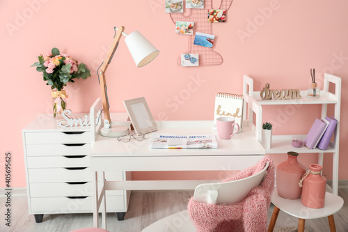 Stylish interior of workplace in room © Pixel-Shot