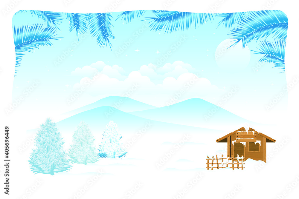 Merry Christmas in the snow season with a beautiful christmas tree Merry Christmas in the snow season with a beautiful christmas tree