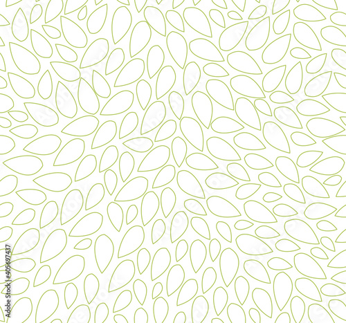 Seamless leaves pattern outline. Horizontal vector Background of line leaves chaotically scattered. For labels, packaging or fabric. © kornetka