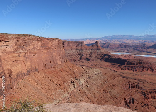 Viewpoint overlooking Potash Ponds and the La Sal mountains in the distance at Dead Horse Point, Utah © Salil