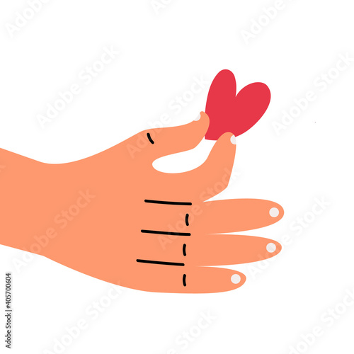 Heart that is in the hand of a person. Concept of congratulations for Valentine's Day. Unrequited love.