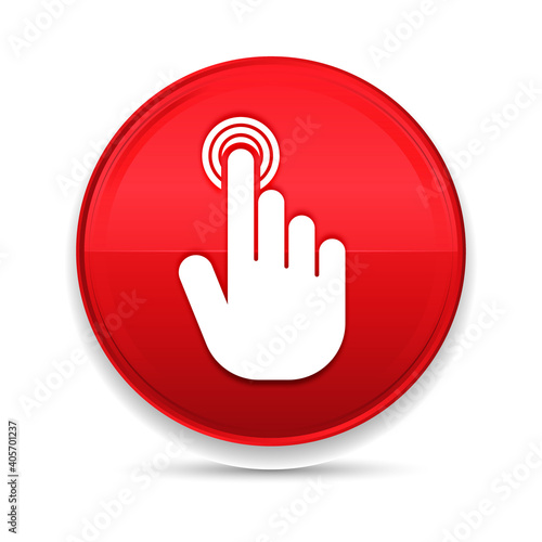 Hand cursor click icon shiny luxury design red button vector