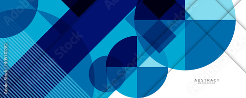 Simple blue white circles lines squares and triangles abstract background. Vector illustration for covers, banners, flyers and posters and other designs