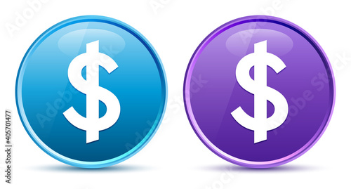 Dollar sign icon sleek soft round button set illustration