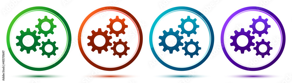 Settings gears icon artistic frame round button set illustration Settings gears icon artistic frame round button set illustration