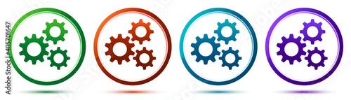 Settings gears icon artistic frame round button set illustration