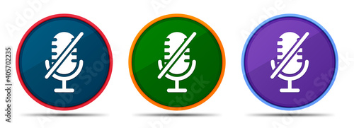 Mute microphone icon silky smart flat round buton set illustration