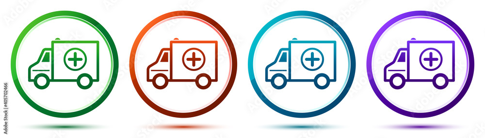 Ambulance icon artistic frame round button set illustration