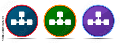 Network connections icon silky smart flat round buton set illustration