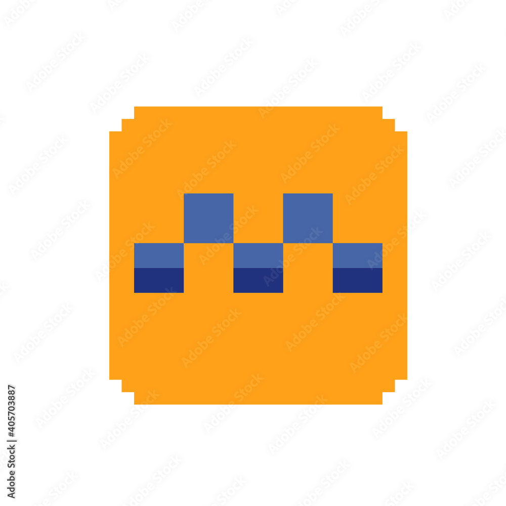 Obraz premium Taxi sign pixel art icon. Service app. 8-bit. Isolated abstract vector illustration.