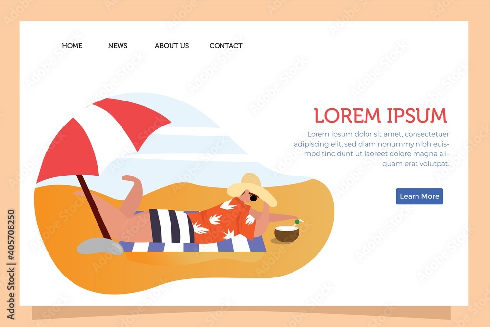 Set of bundle Landing page enjoy summer vacation. sunbathing, sitting, playing with water and being with friends. Theme for banner, website design or landing web page or ui Set of bundle Landing page enjoy summer vacation. sunbathing, sitting, playing with water and being with friends. Theme for banner, website design or landing web page or ui